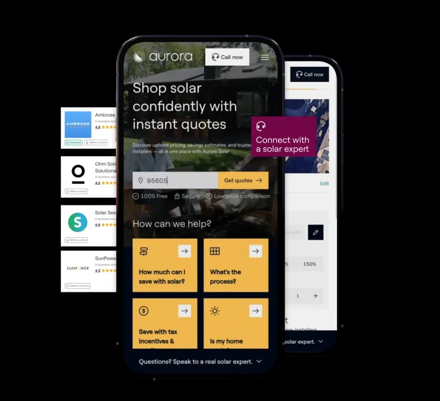 Aurora solar estimate on a phone