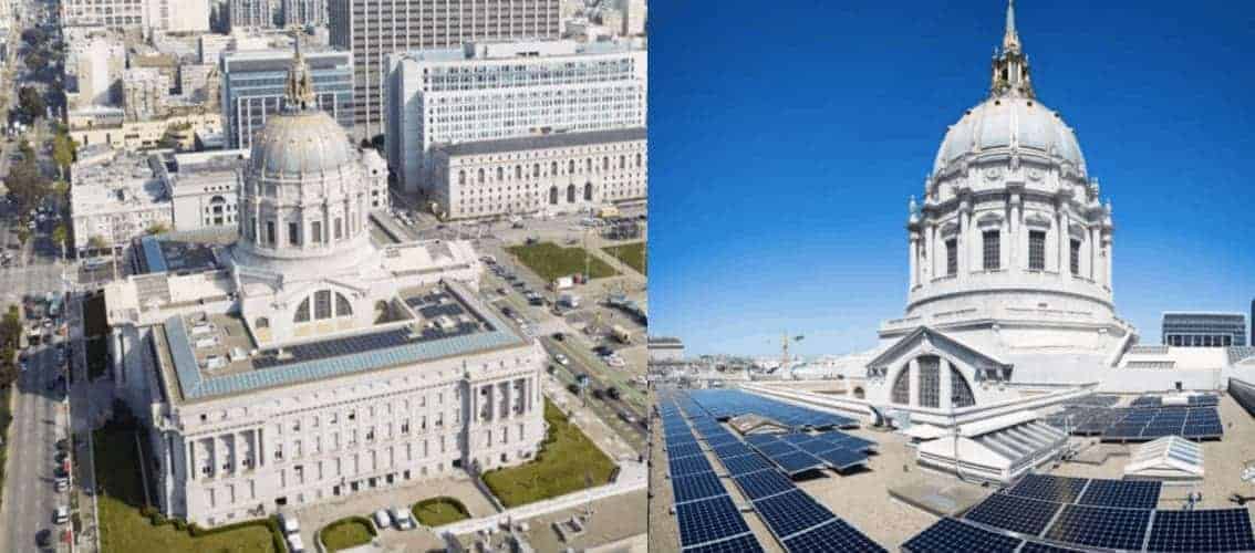 iews of the solar array on San Francisco City Hall.