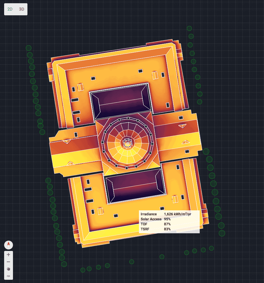 Irradiance Map of the roof of San Francisco City Hall.