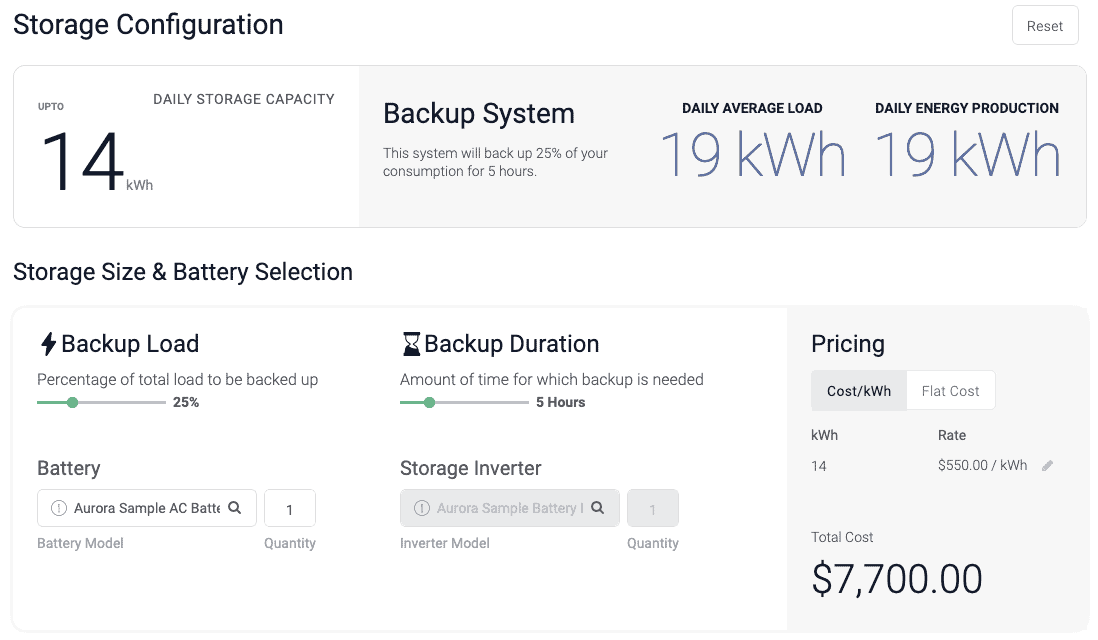 solar storage configuration