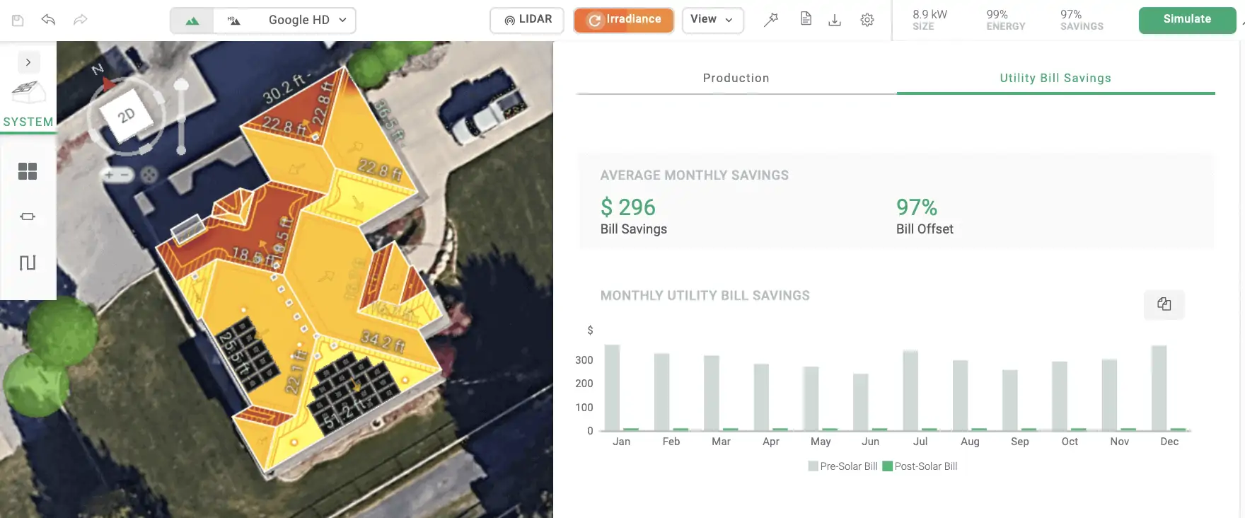 Aurora solar software helps solar contractors accurately determine the customer’s energy consumption and solar savings.